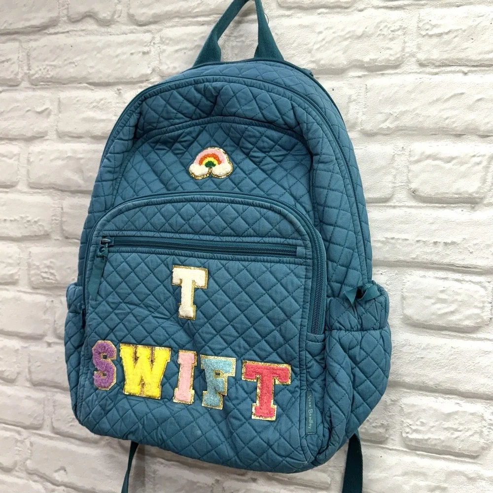 Vera Bradley Teal Quilted Backpack Taylor Swift Rainbow Embroidered‎